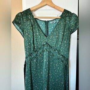 Reformation Emerald Floral Silk Dress